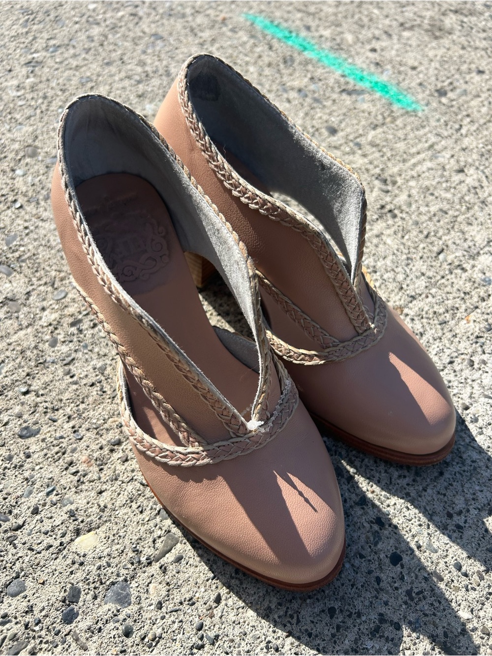 ELF Blush Braided-Trim Leather Pumps - Women's Heels